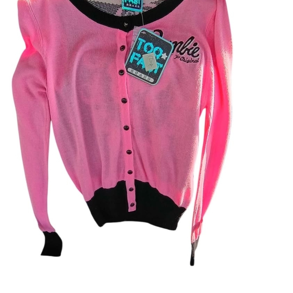 Barbie Pink and Black Cardigan Sweater Brand New Tags